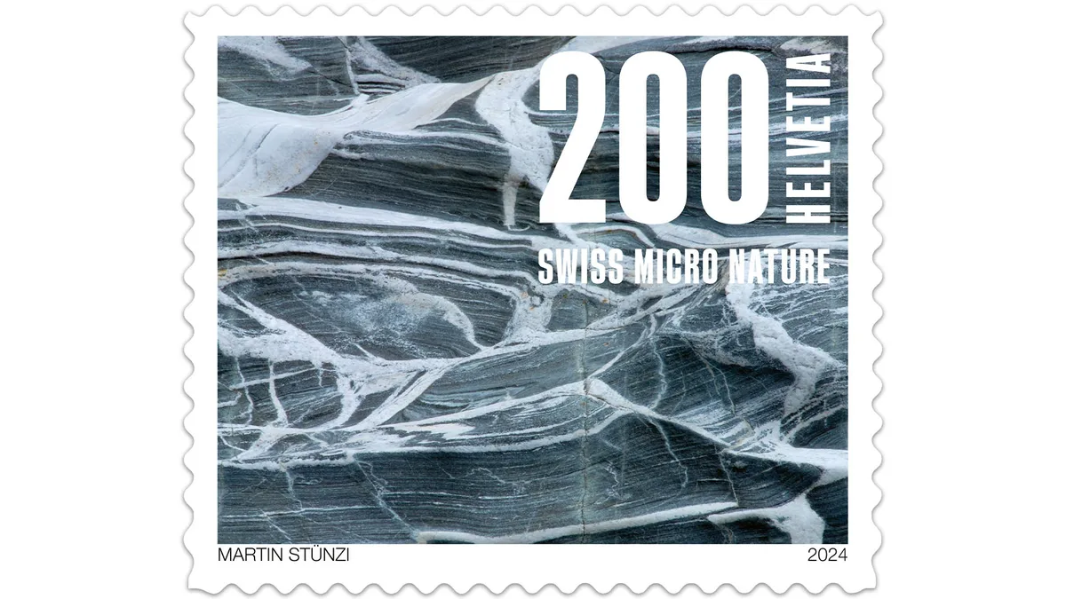 Marmor: Massaschlucht im Kanton Wallis. Briefmarken Naturmuster 2024